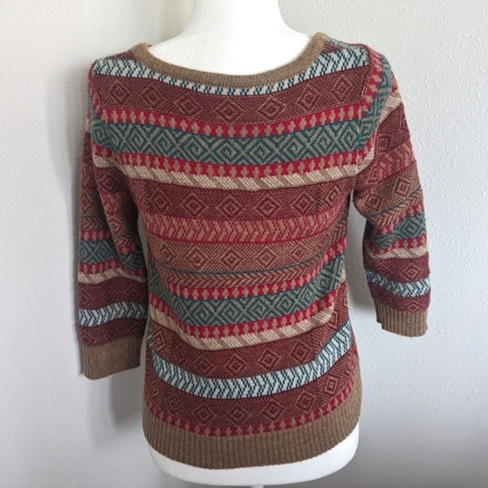 Design History Sweater Small Multicolored Bohemian Wool Blend Pullover Pocket - Picture 4 of 9